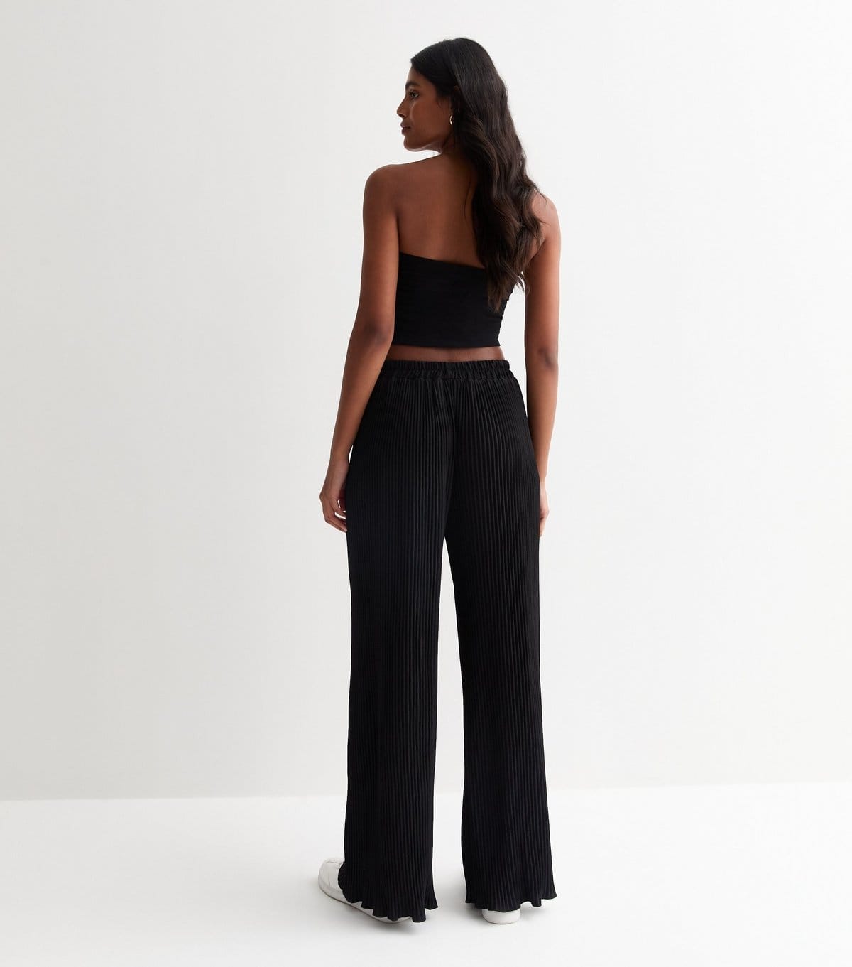 Gini London Women's Black Plissé Wide Leg Loungewear Trousers Gini London New Look - 4