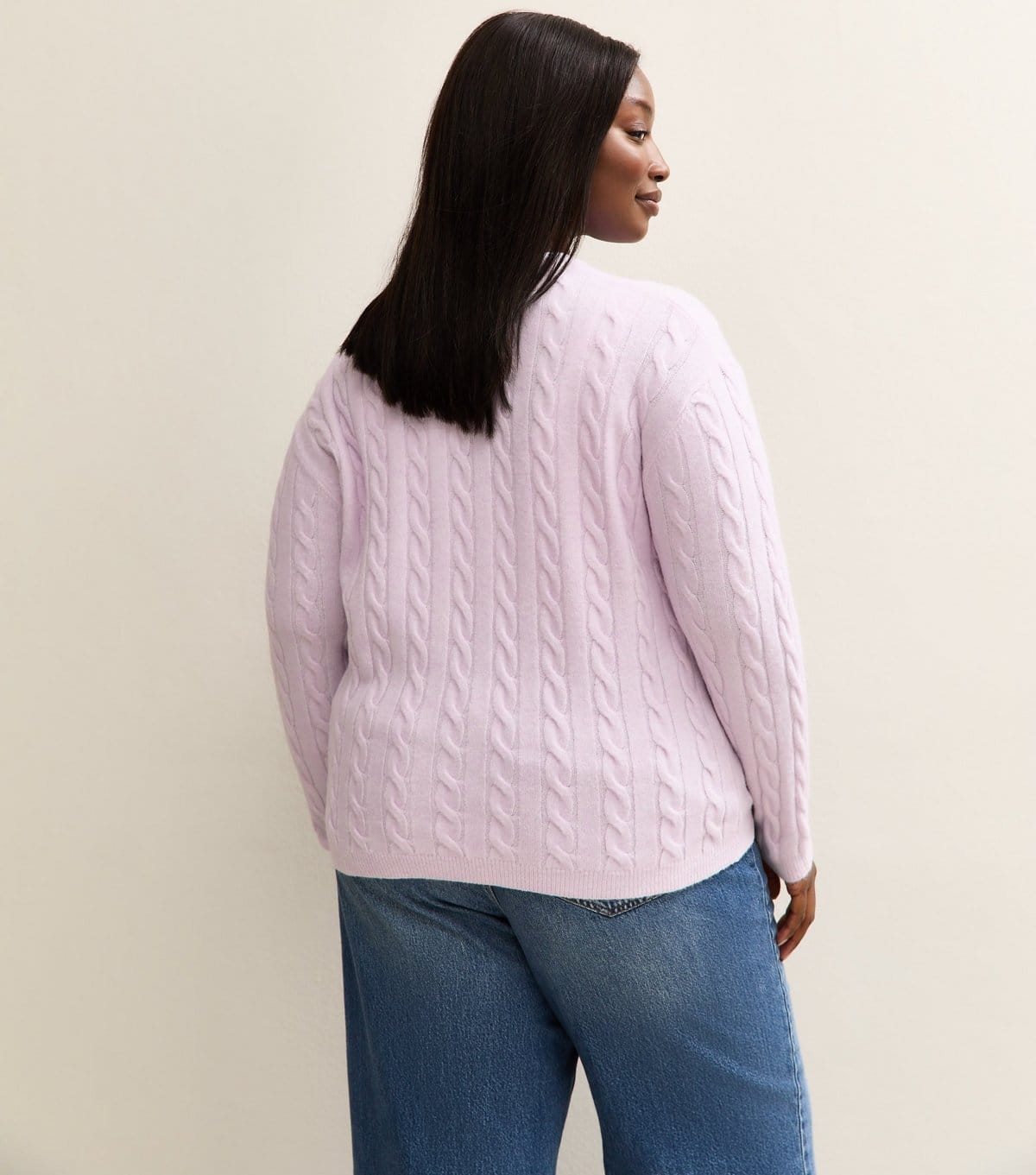 New Look Women's Plus Size Lilac Cable Knit Cardigan Curves New Look - 4