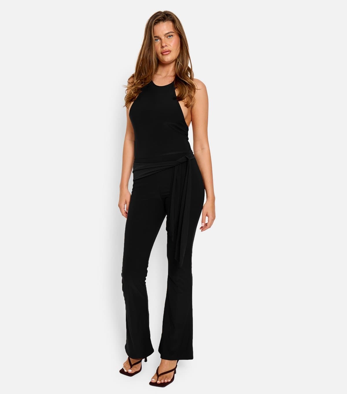 Public Desire Women's Black Jersey Tie Back Jumpsuit Public Desire New Look