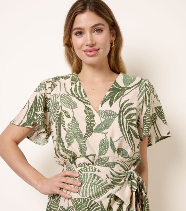 Blue Vanilla Women's Green Wrap Front Sarong Mini Dress Blue Vanilla New Look - 3