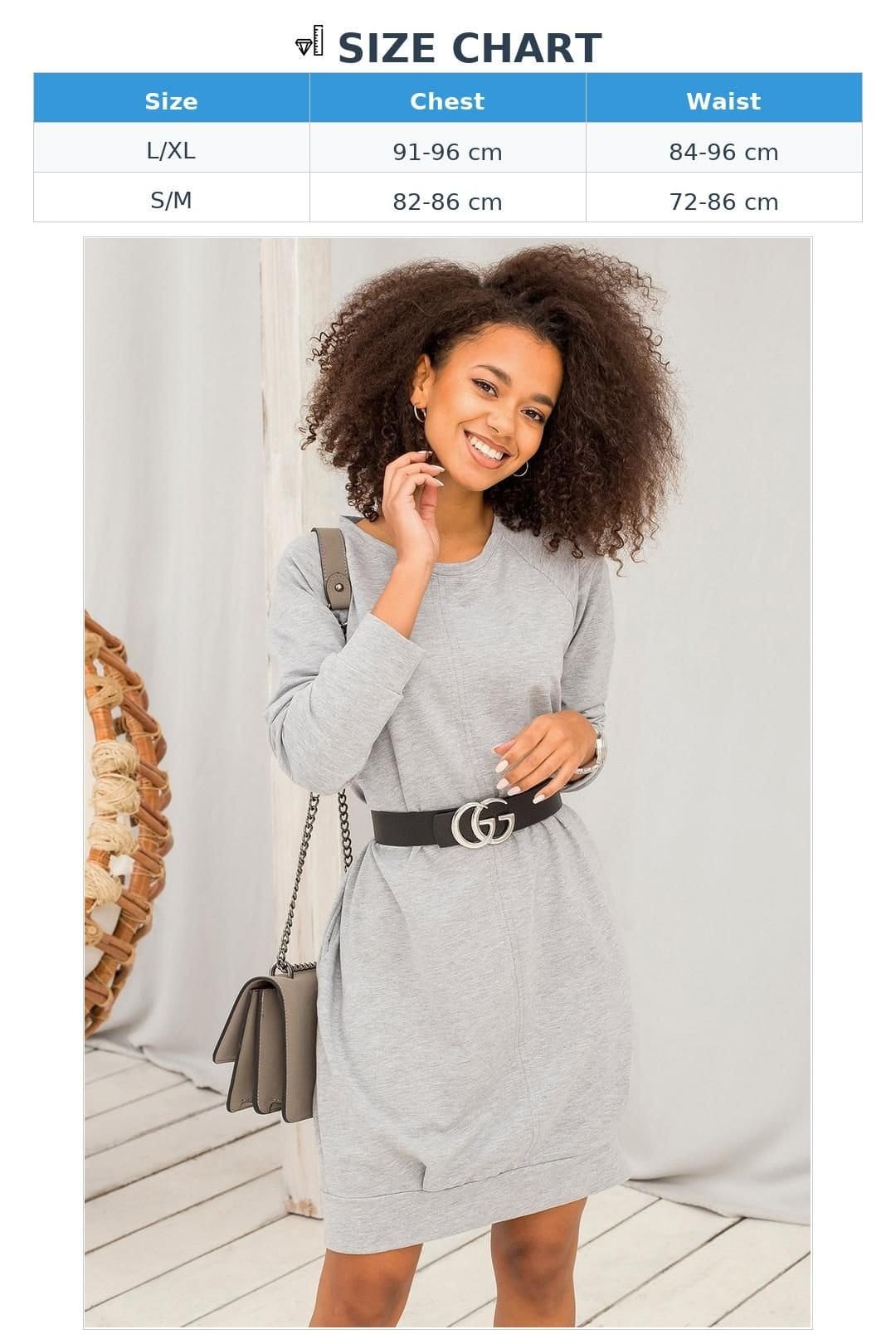 Love Lace Love Lace Women's Casual Cotton Elastane Knee Day Dress in Grey - 4