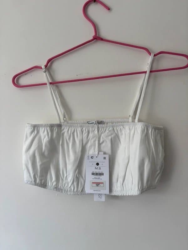 Bershka Bershka white ruched crop top