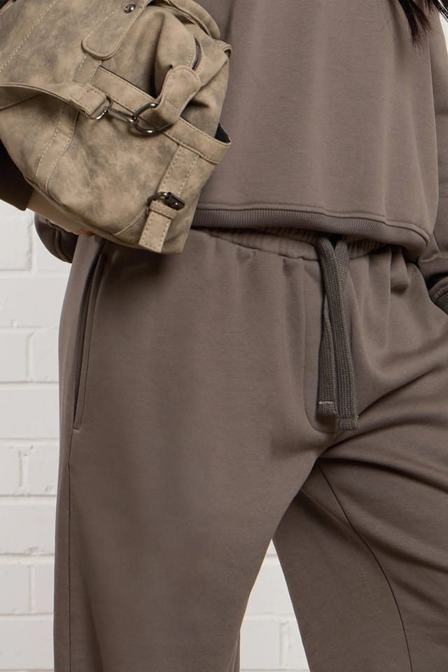 Kaiia Kaiia Drawcord Wide Leg Joggers Slate Grey - 2