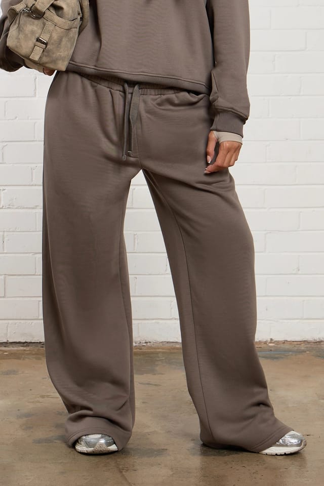 Kaiia Kaiia Drawcord Wide Leg Joggers Slate Grey - 3