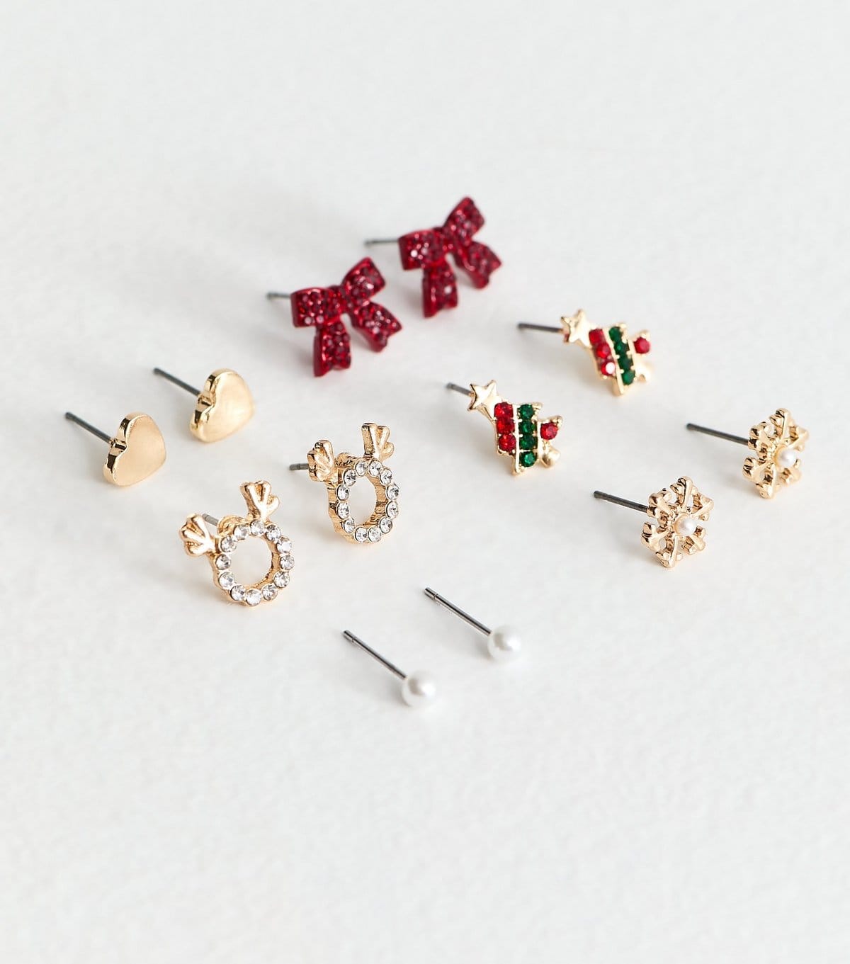 New Look Gold Tone Pack of 6 Mixed Christmas Stud Earring New Look - 4