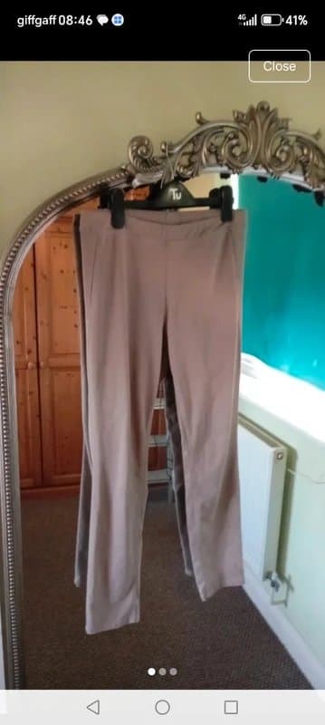 Uniqlo Ladies Ladies uniqlo size large beige light brown stretch skinny Trousers with back pockets