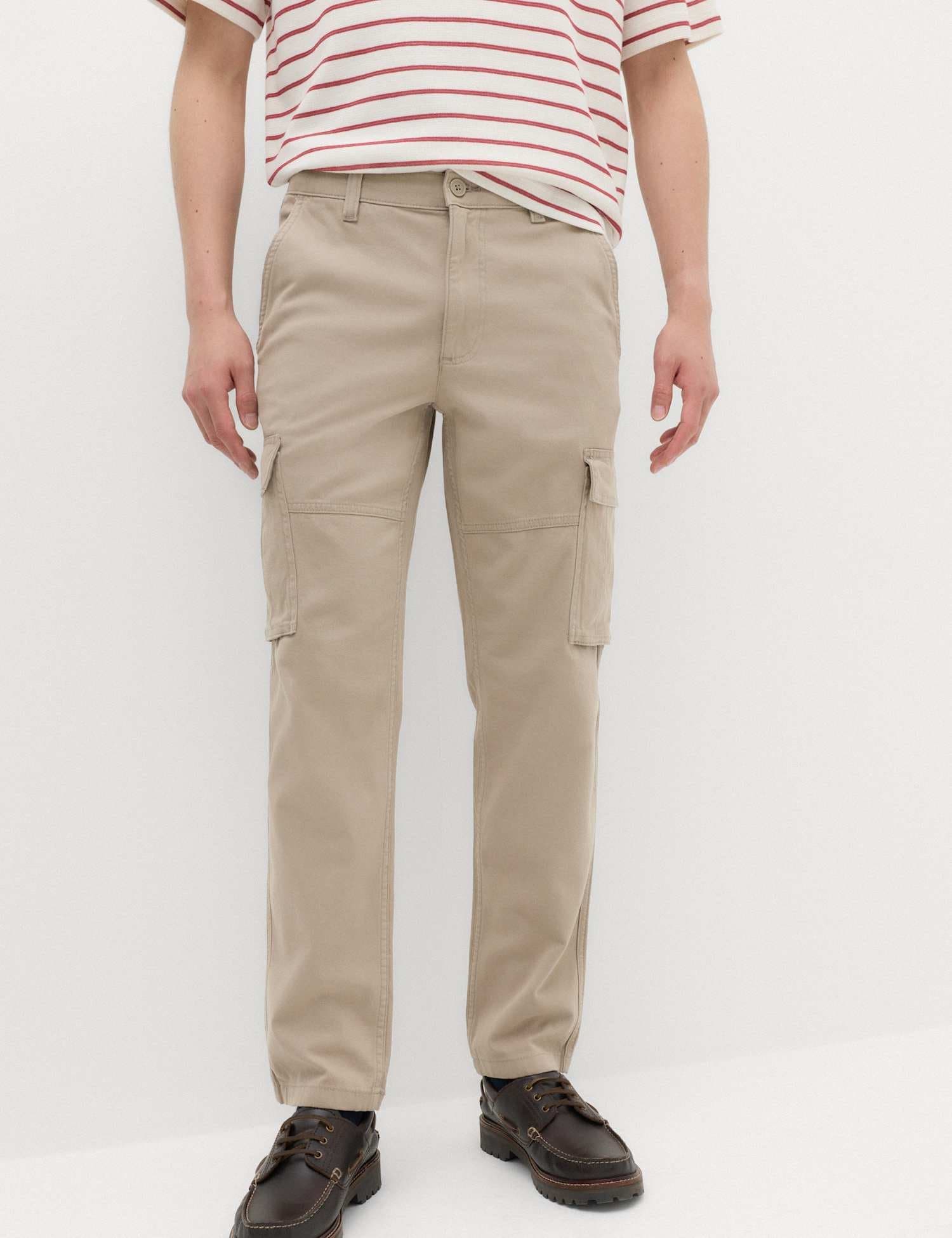 Marks & Spencer M&S Straight Fit Cargo Trousers Mushroom