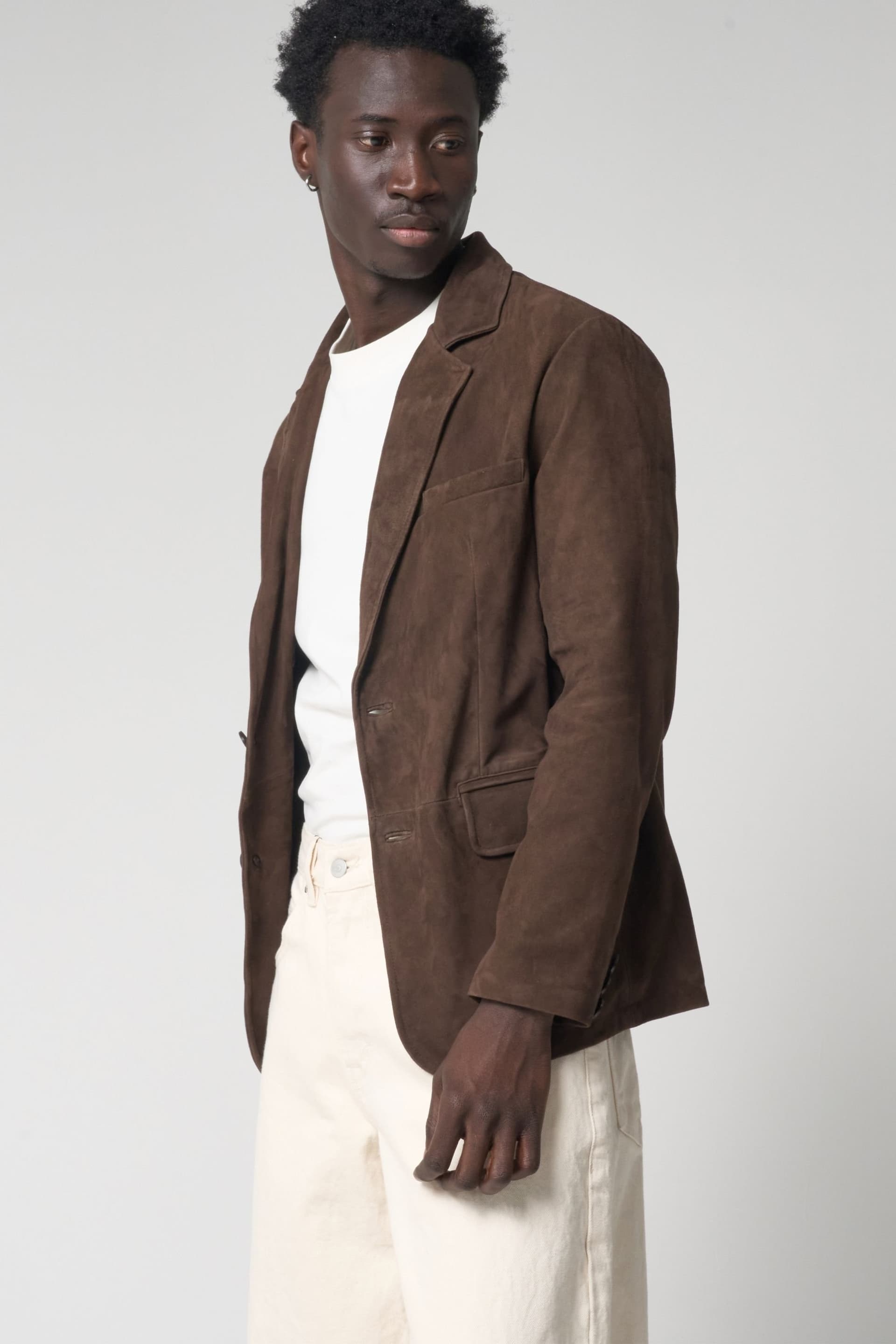 Barneys Originals Barneys Originals Men's Real Suede Blazer Jacket in Brown