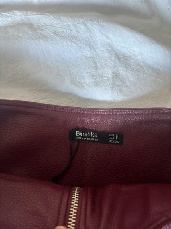 Bershka red leather skirt