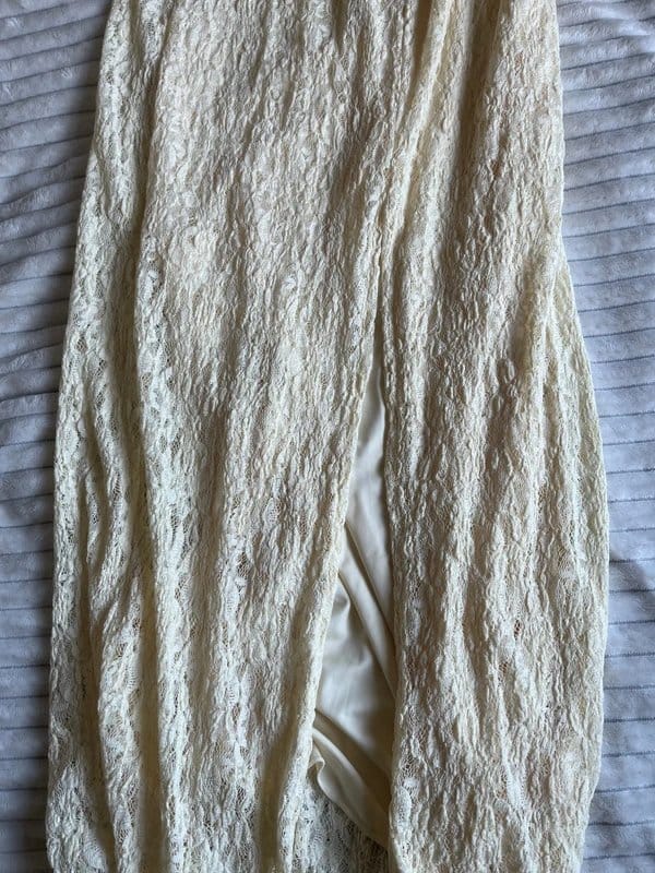 Bershka lace strap midi dress in yellow