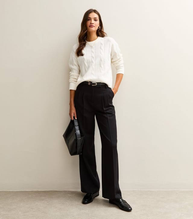 New Look Women's Tall Black Pleated Wide Leg Trousers New Look - 3