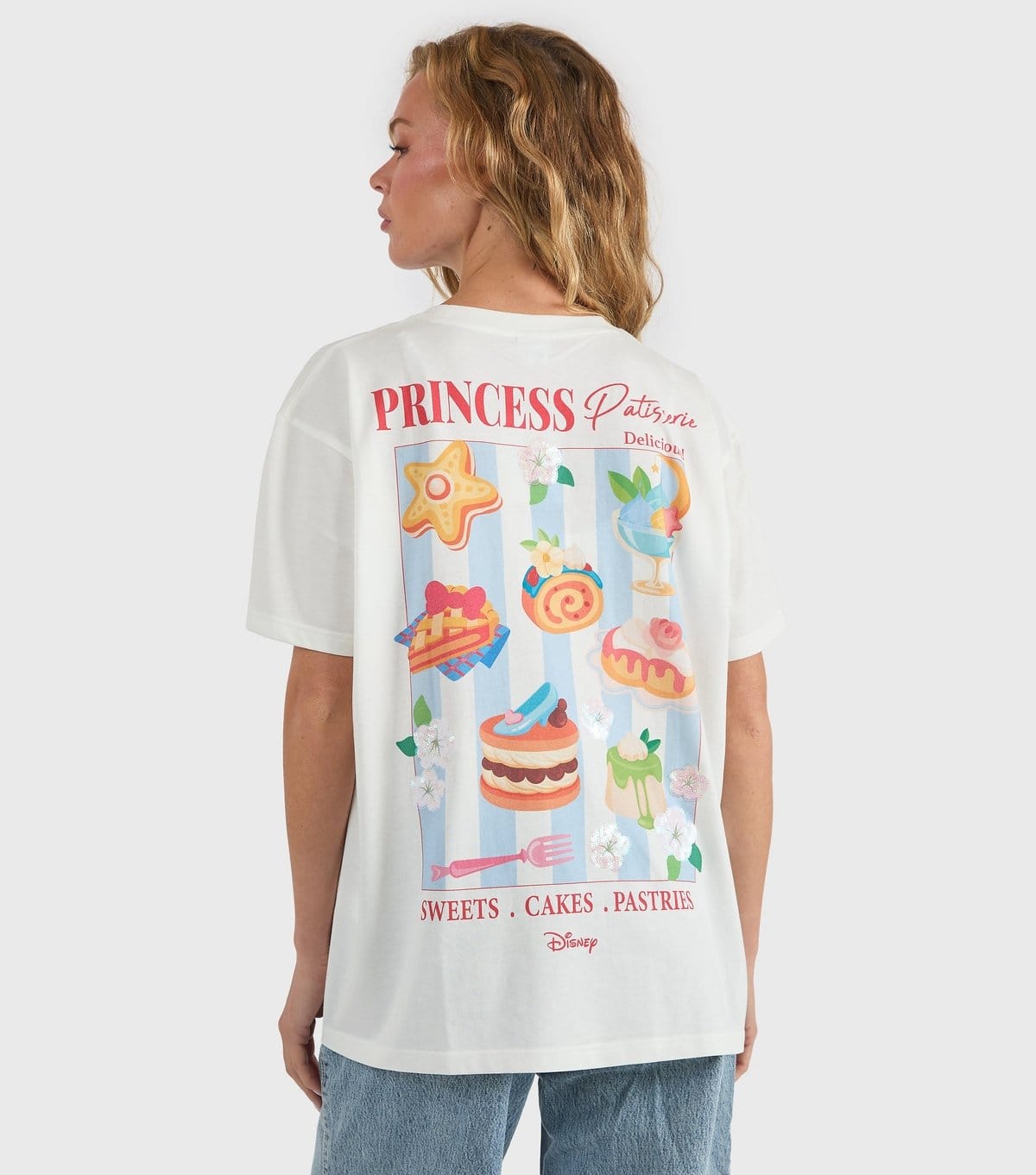 Skinnydip White Disney Princess Patisserie Print T-shirt