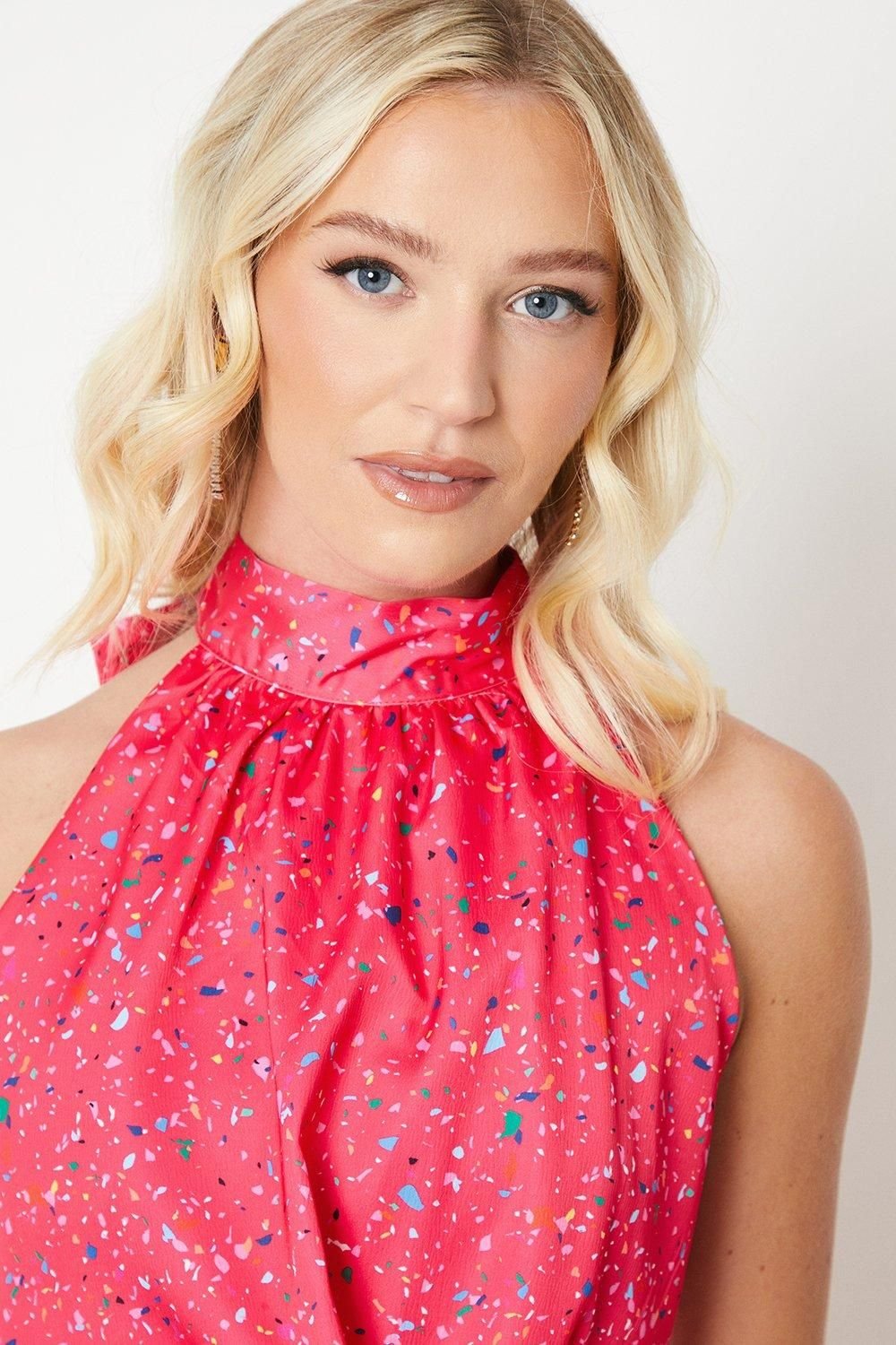 Debut London Debut London Women's by Coast Halterneck Satin Midi Dress in Pink - 4