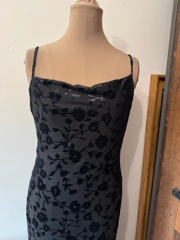 ASOS Design mesh cowl neck cami midi devore burnout velvet floral back tie size 10