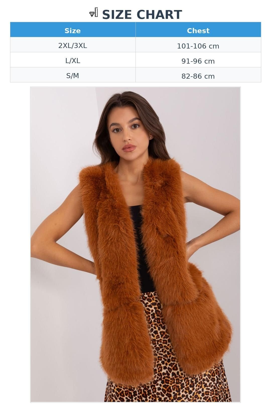 Love Lace Love Lace Women's Soft Polyester Faux Fur Vest with Pockets Style 186705 in Brown - 4