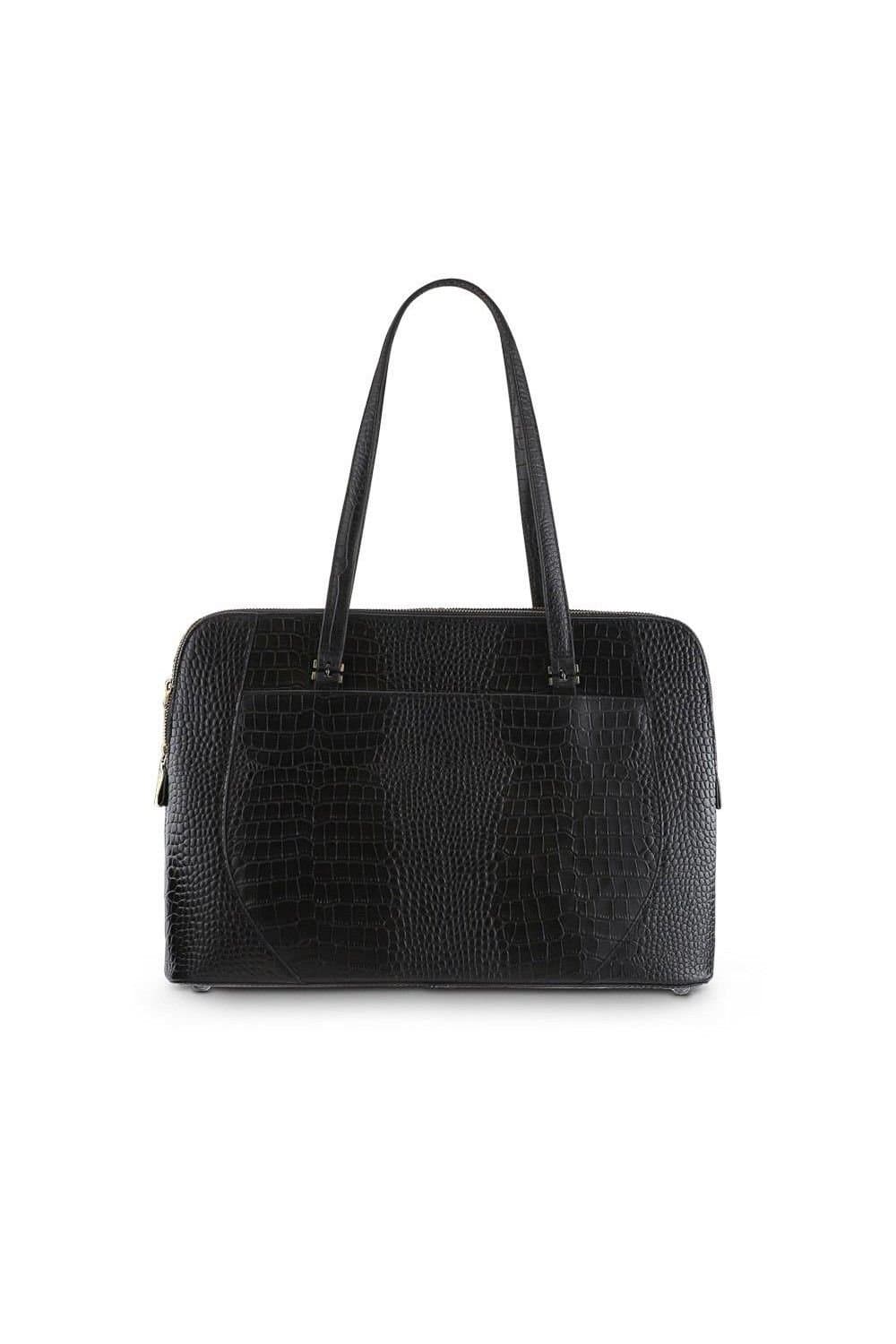Jones Bootmaker Jones Bootmaker Women's Wynter Croc Leather Shoulder Bag in Black