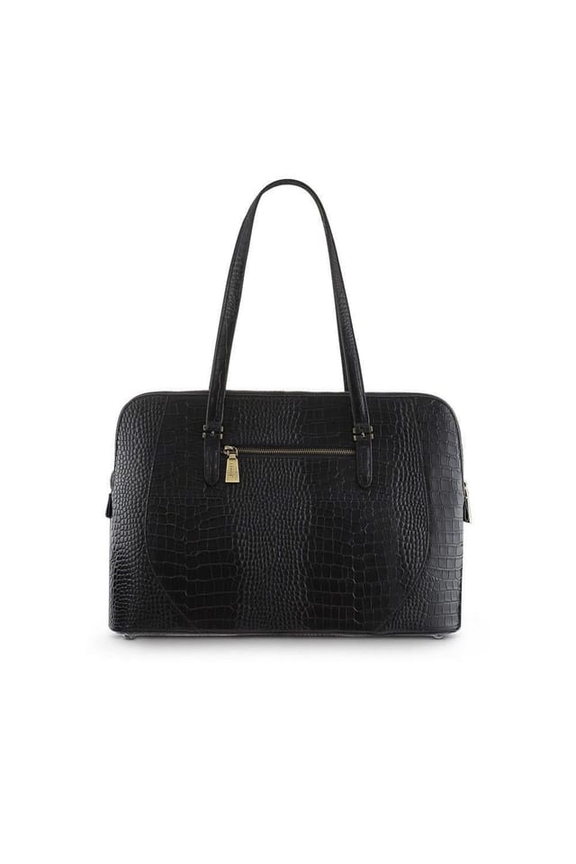 Jones Bootmaker Jones Bootmaker Women's Wynter Croc Leather Shoulder Bag in Black - 2