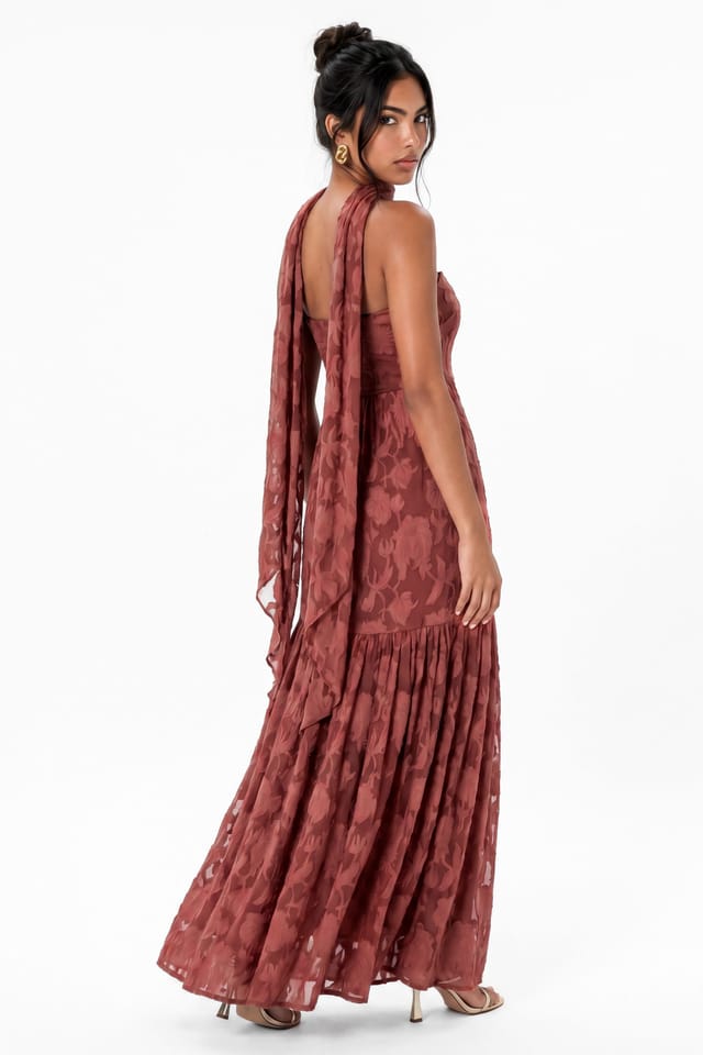 Anaya with Love Anaya with Love Women's Floral Burnout Bandeau Maxi Dress in Pink - 2