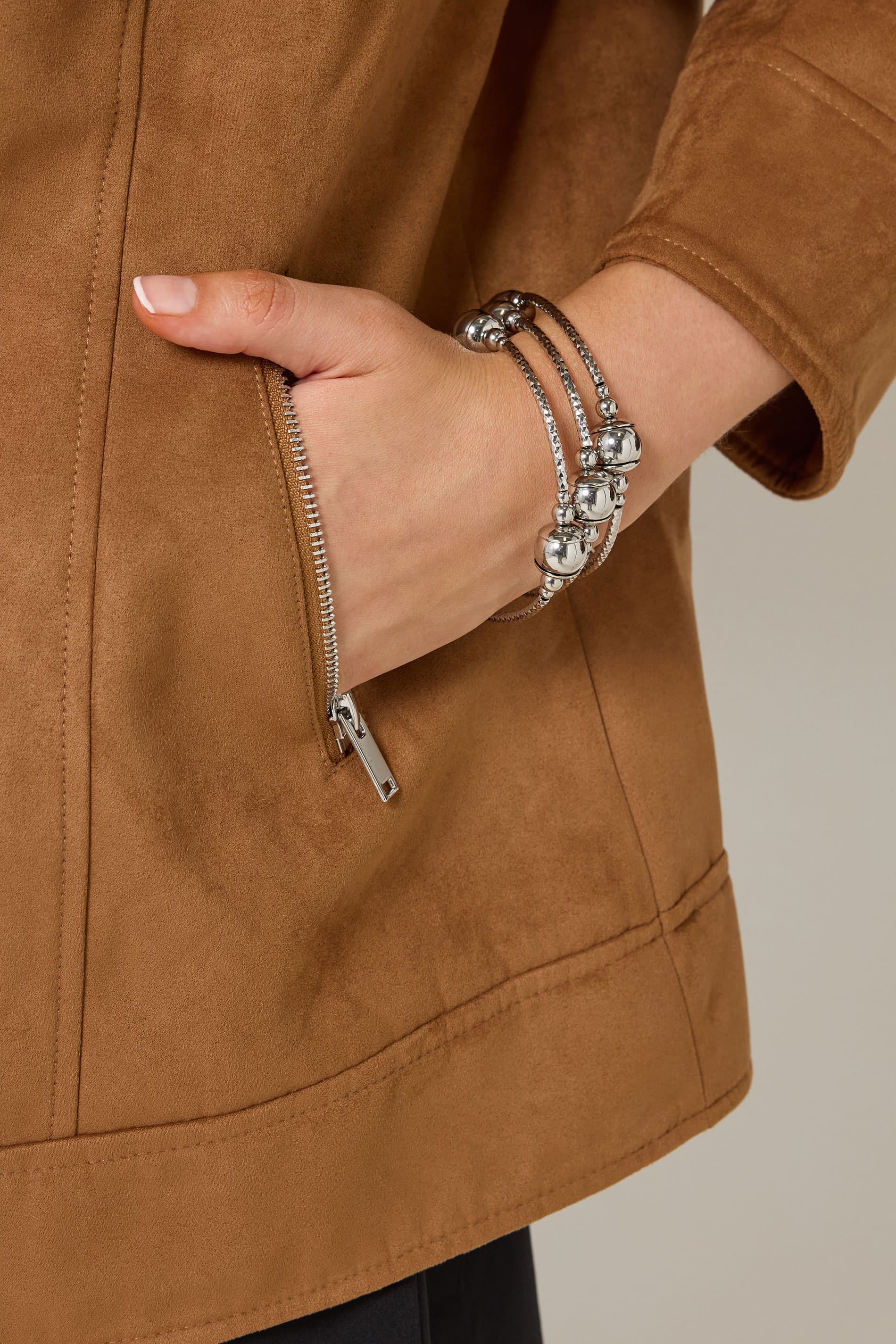 Yours Silver Tone Bead Coil Stretch Bracelet