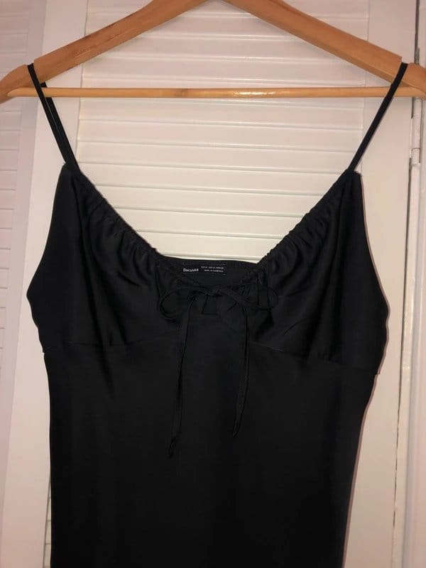 Bershka Black Satin Mini Party Dress