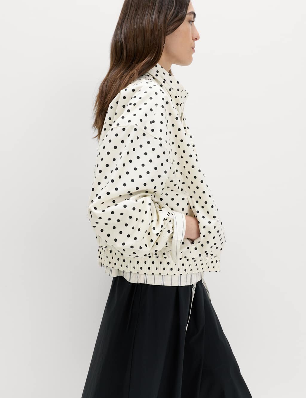 Marks & Spencer M&S Cotton Rich Funnel Neck Bomber Jacket Ivory Mix - 4