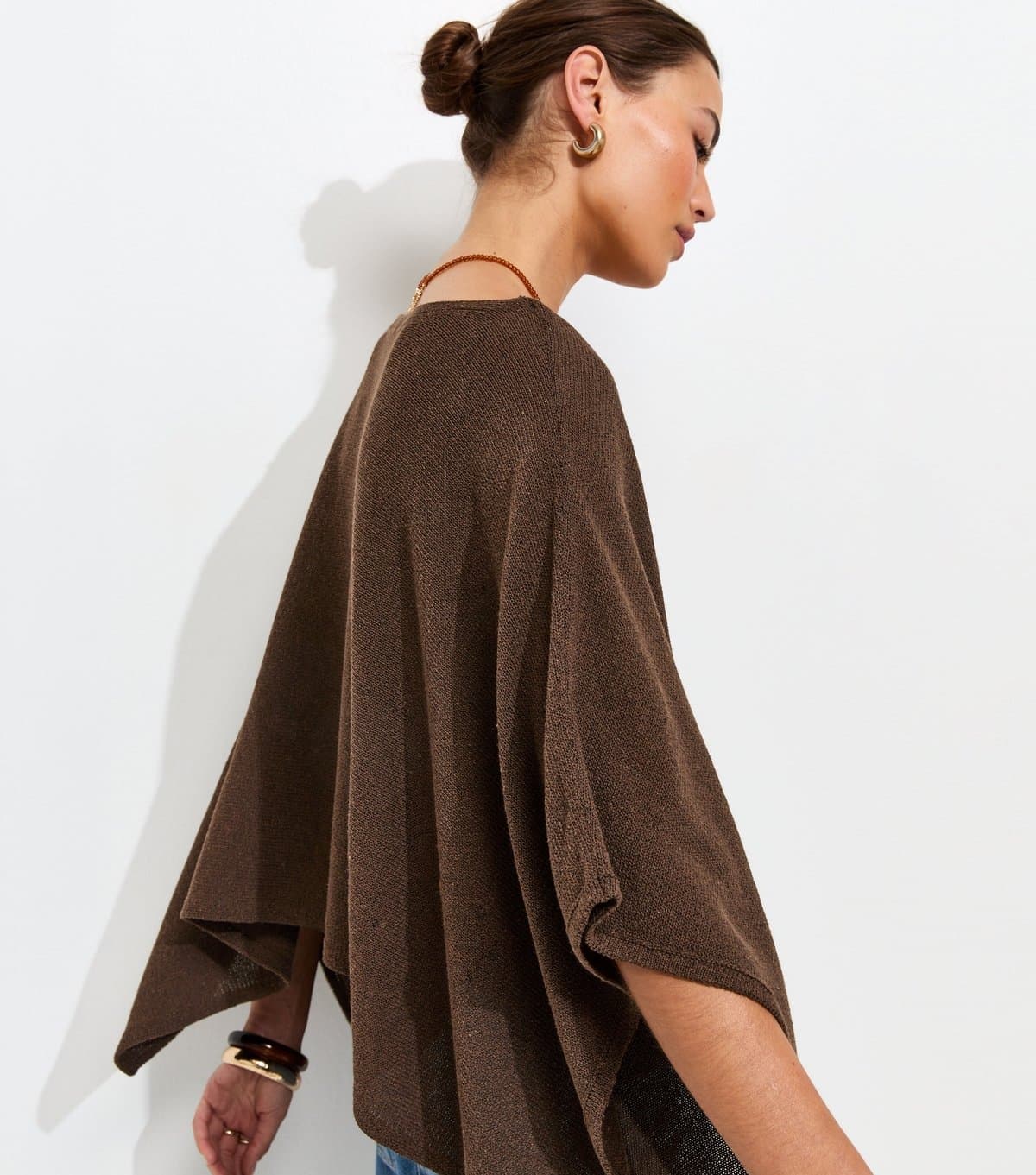 New Look Women's Dark Brown Draped Cape & Vest Top New Look
