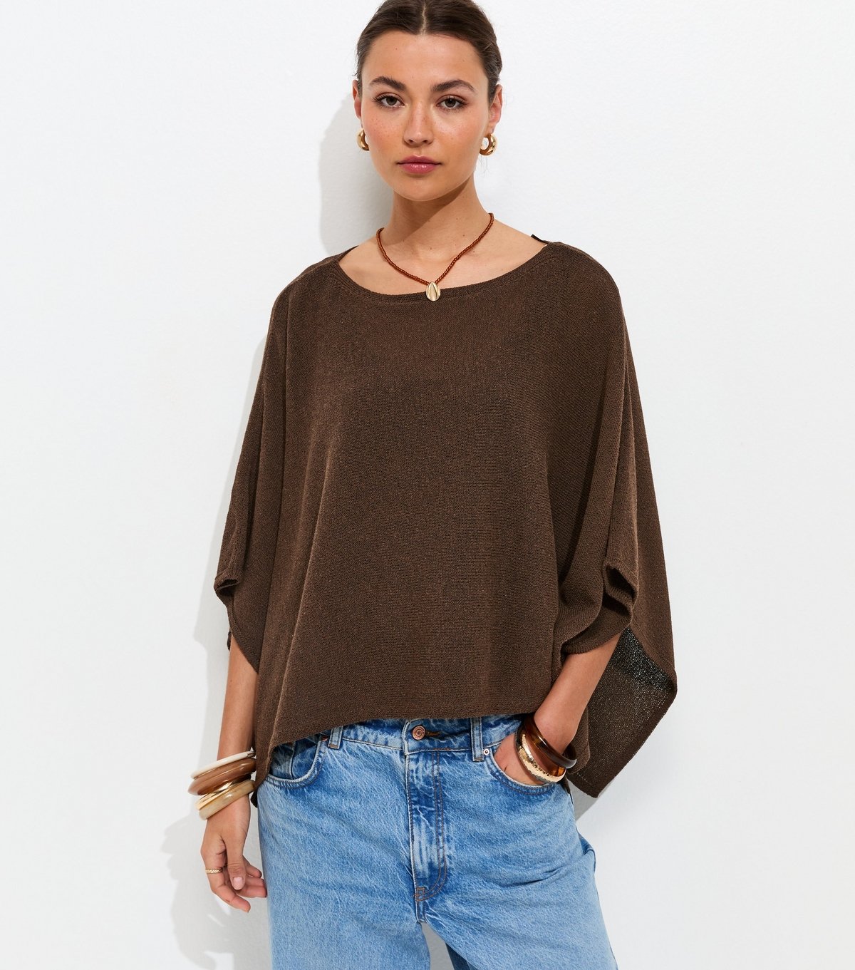 New Look Women's Dark Brown Draped Cape & Vest Top New Look - 2