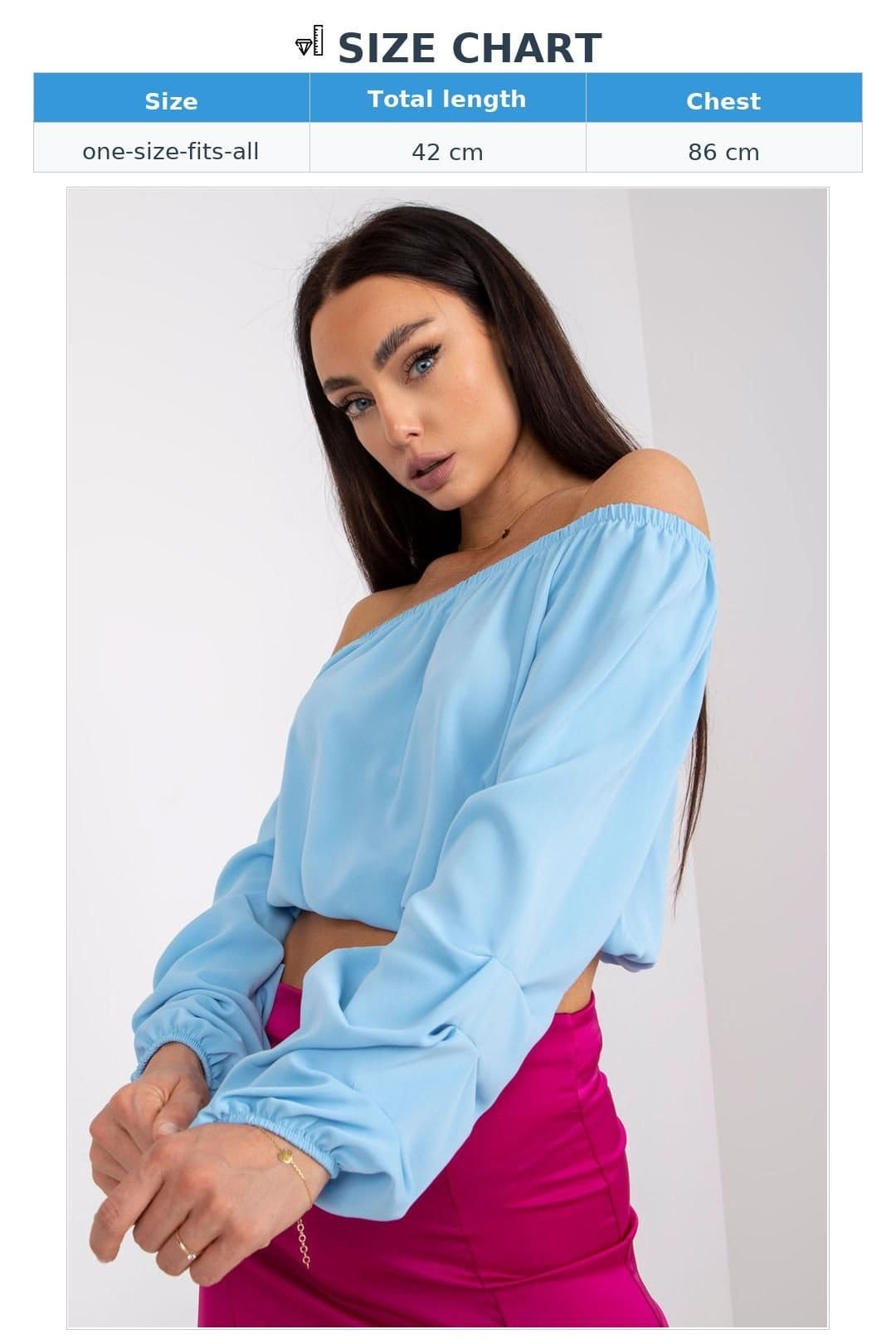Love Lace Love Lace Women's Summer Shoulder Revealing Blouse with Wide Sleeves in Blue - 4