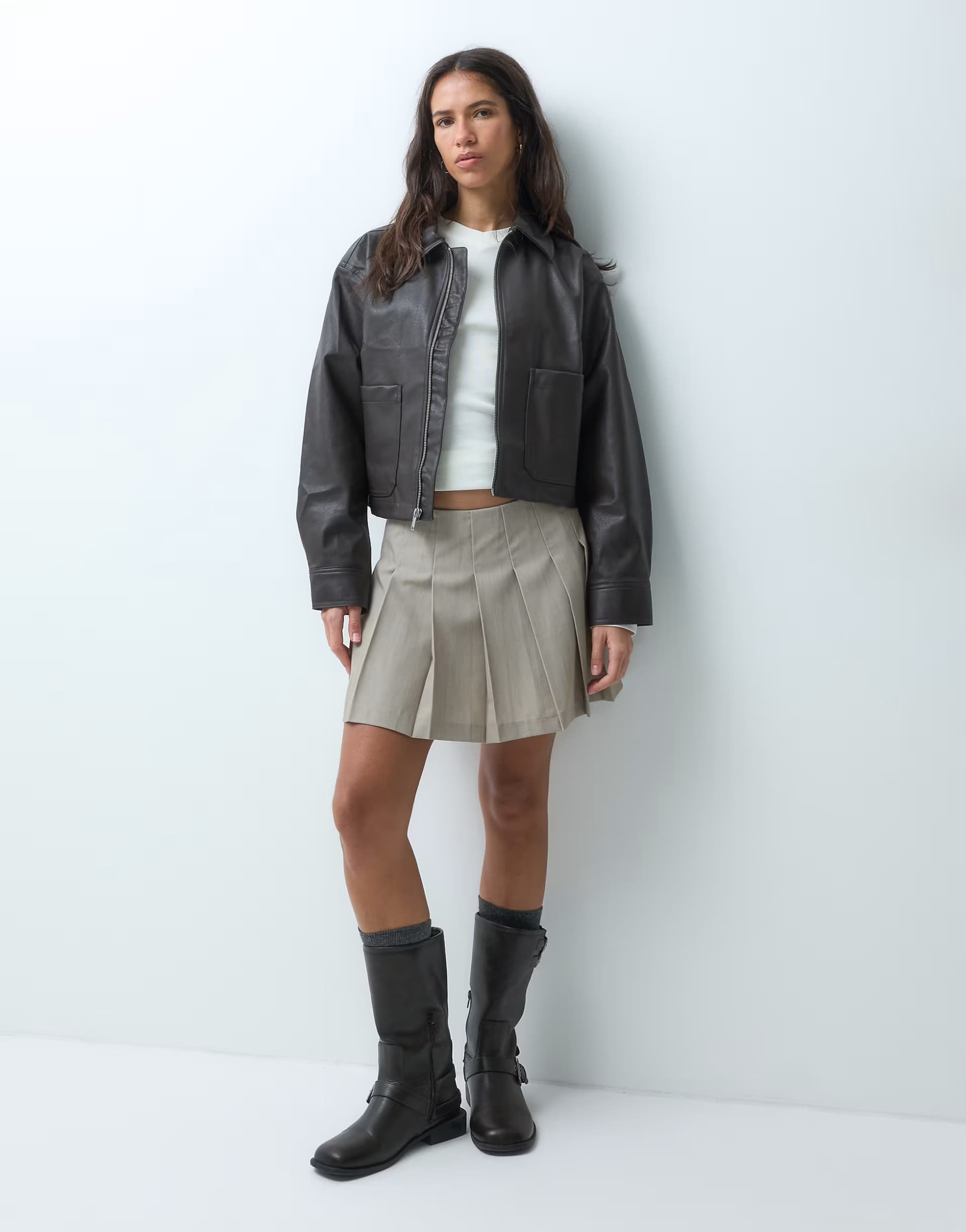 ASOS ASOS DESIGN Tailored pleated mini skirt in sand marl