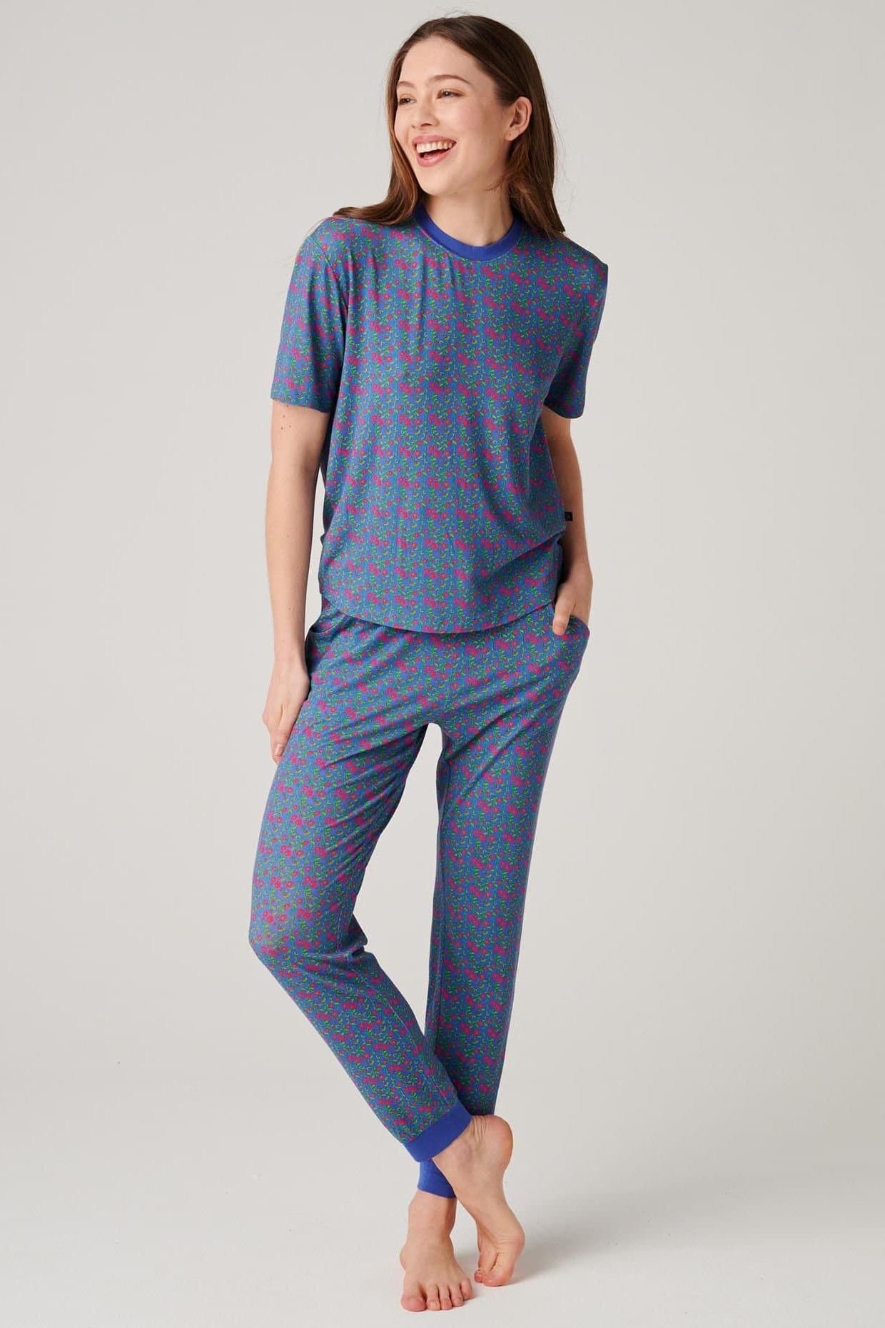 British Boxers British Boxers Women's "Boom Bloom" Bamboo Pyjama Set in Blue