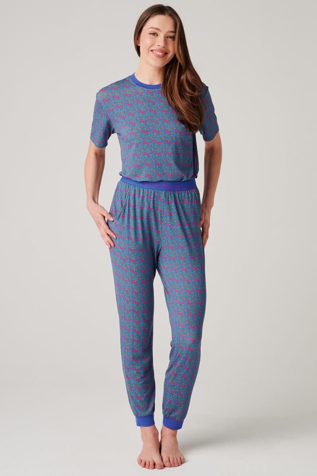 British Boxers British Boxers Women's "Boom Bloom" Bamboo Pyjama Set in Blue - 3