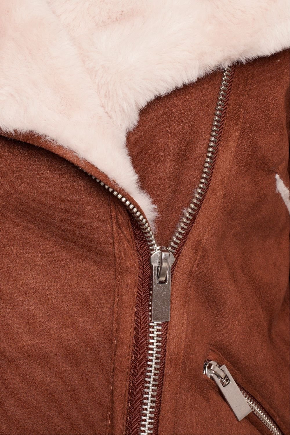 Barneys Originals Barneys Originals Women's Faux Fur Aviator Coat in Tan - 3