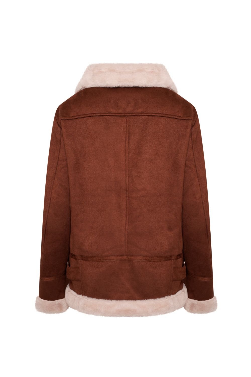 Barneys Originals Barneys Originals Women's Faux Fur Aviator Coat in Tan - 4