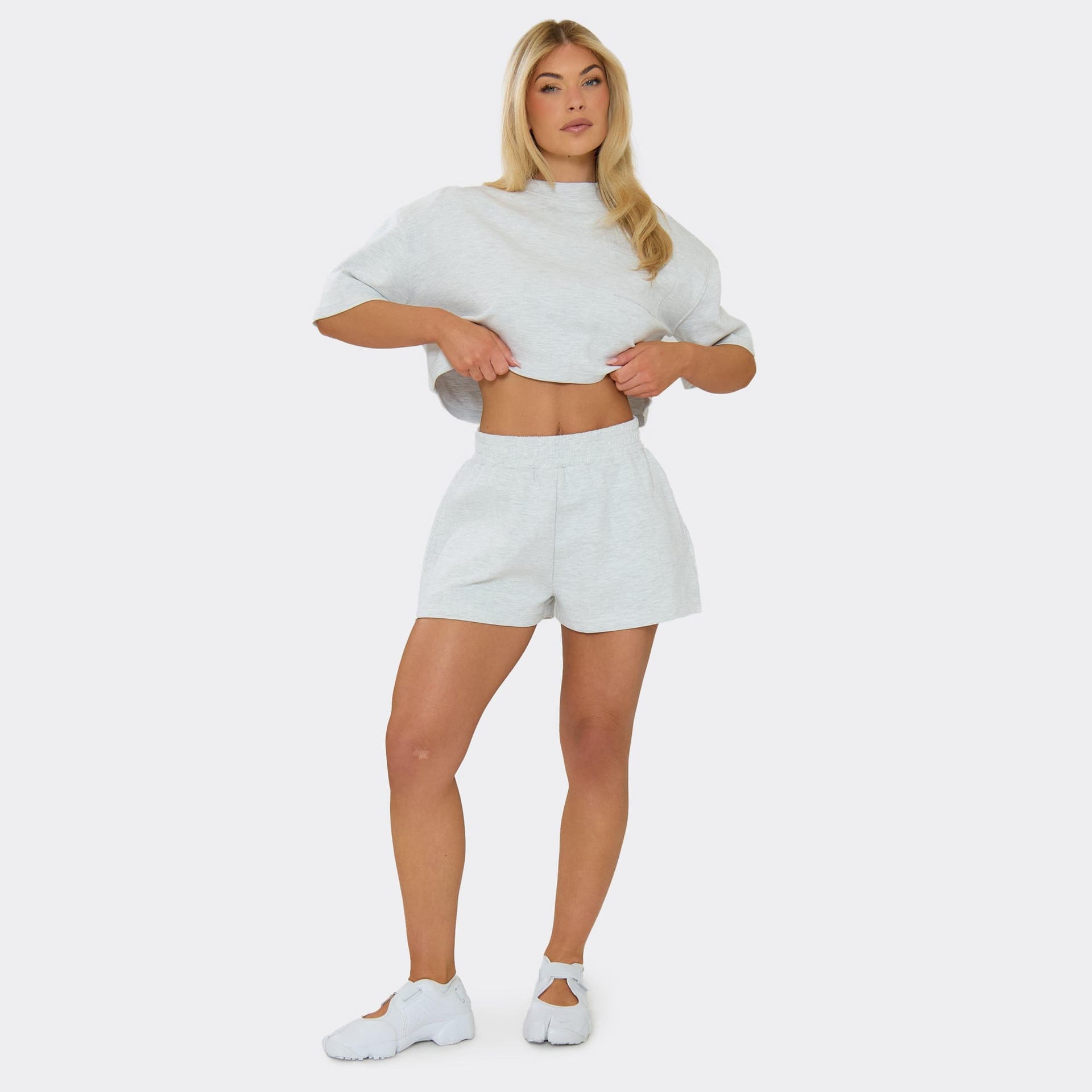 EGO Low Rise Shorts In Grey Marl Interlock, Women's Size UK 6