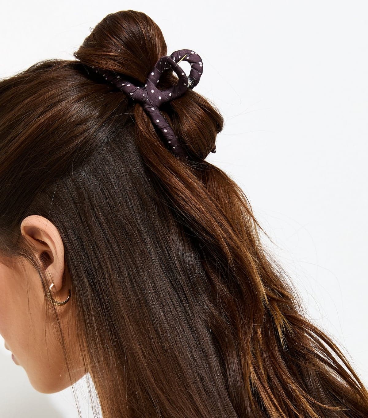New Look Brown Polka Dot Knot Top Hair Claw Clip New Look