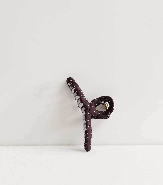 New Look Brown Polka Dot Knot Top Hair Claw Clip New Look - 2