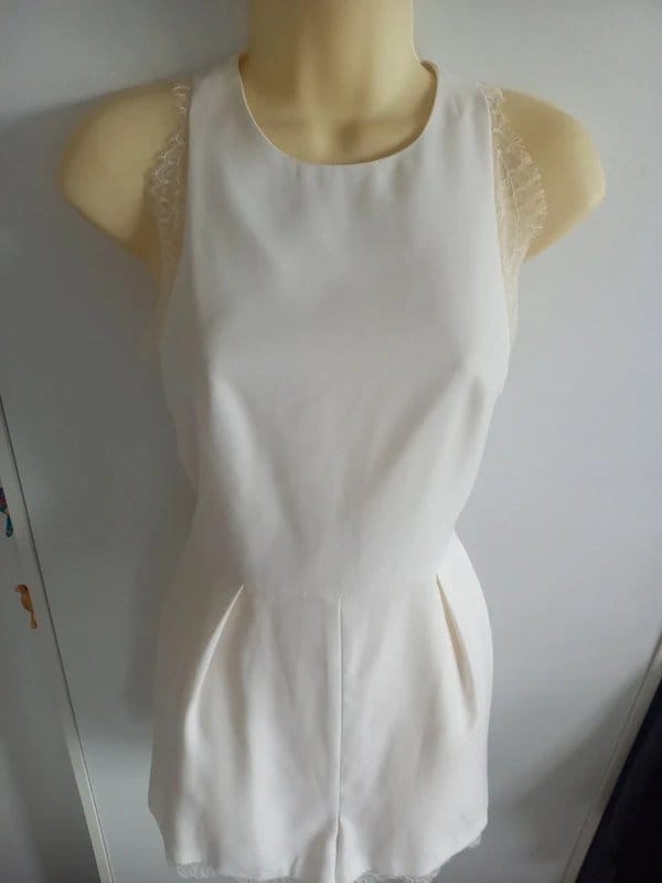 Topshop Off White Lace Trim Playsuits