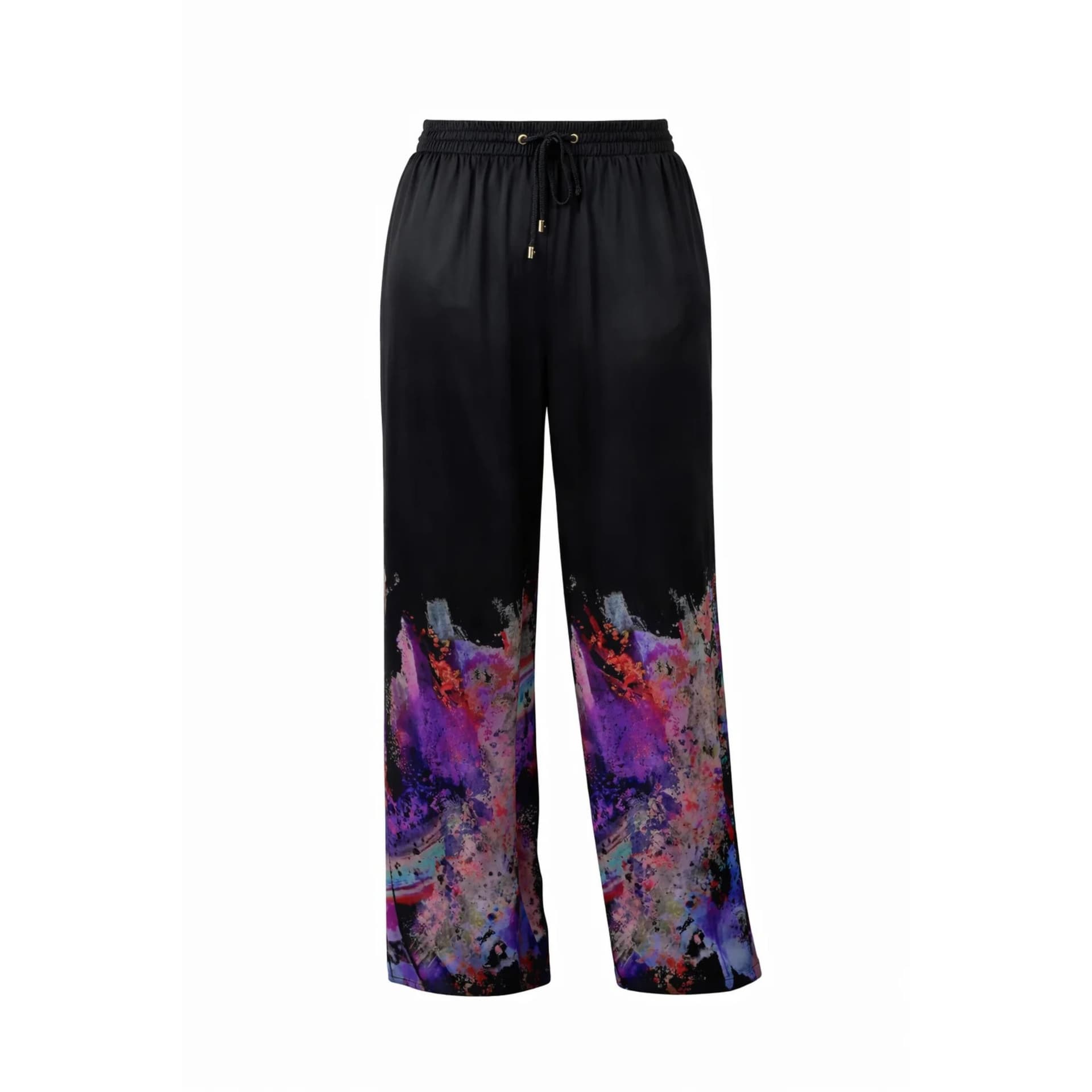 Zafur official Zafur official Women's Mayfair Trouser in Brushstroke Print/Caviar