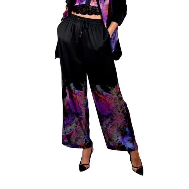 Zafur official Zafur official Women's Mayfair Trouser in Brushstroke Print/Caviar - 3