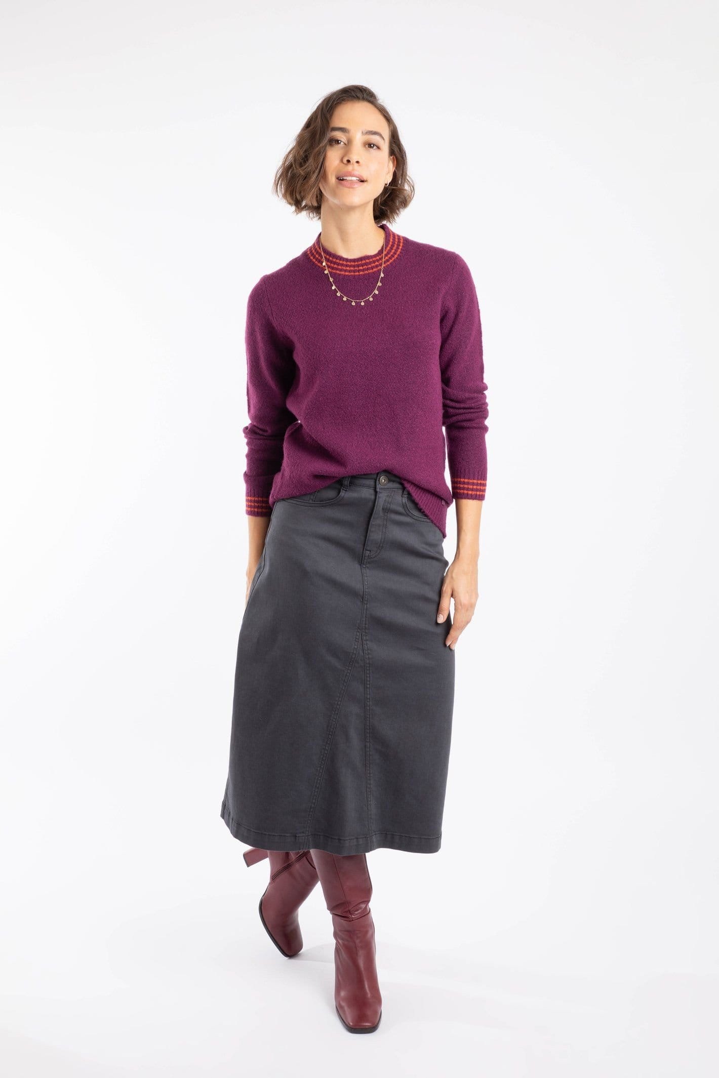 Weird Fish Weird Fish Women's Dawkins Tipped Jumper in Purple - 4