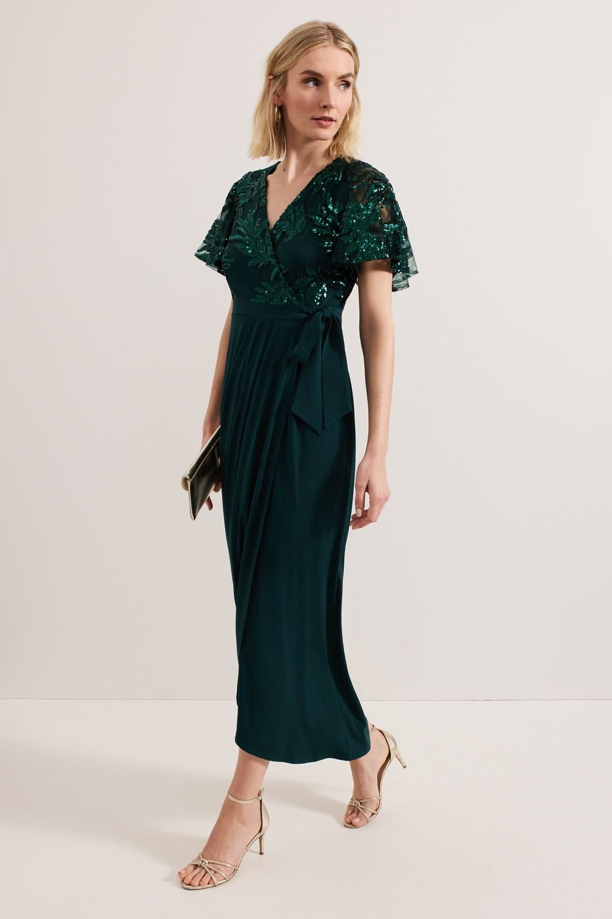 Phase Eight Phase Eight Women's Minty Wrap Maxi Dress in Bottle Green