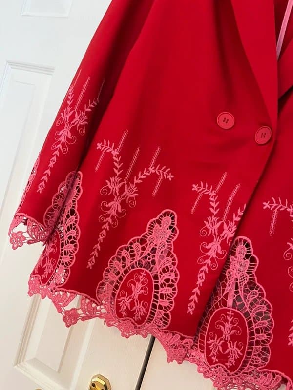 Never Fully Dressed Never Fully Dressed red embroidered blazer