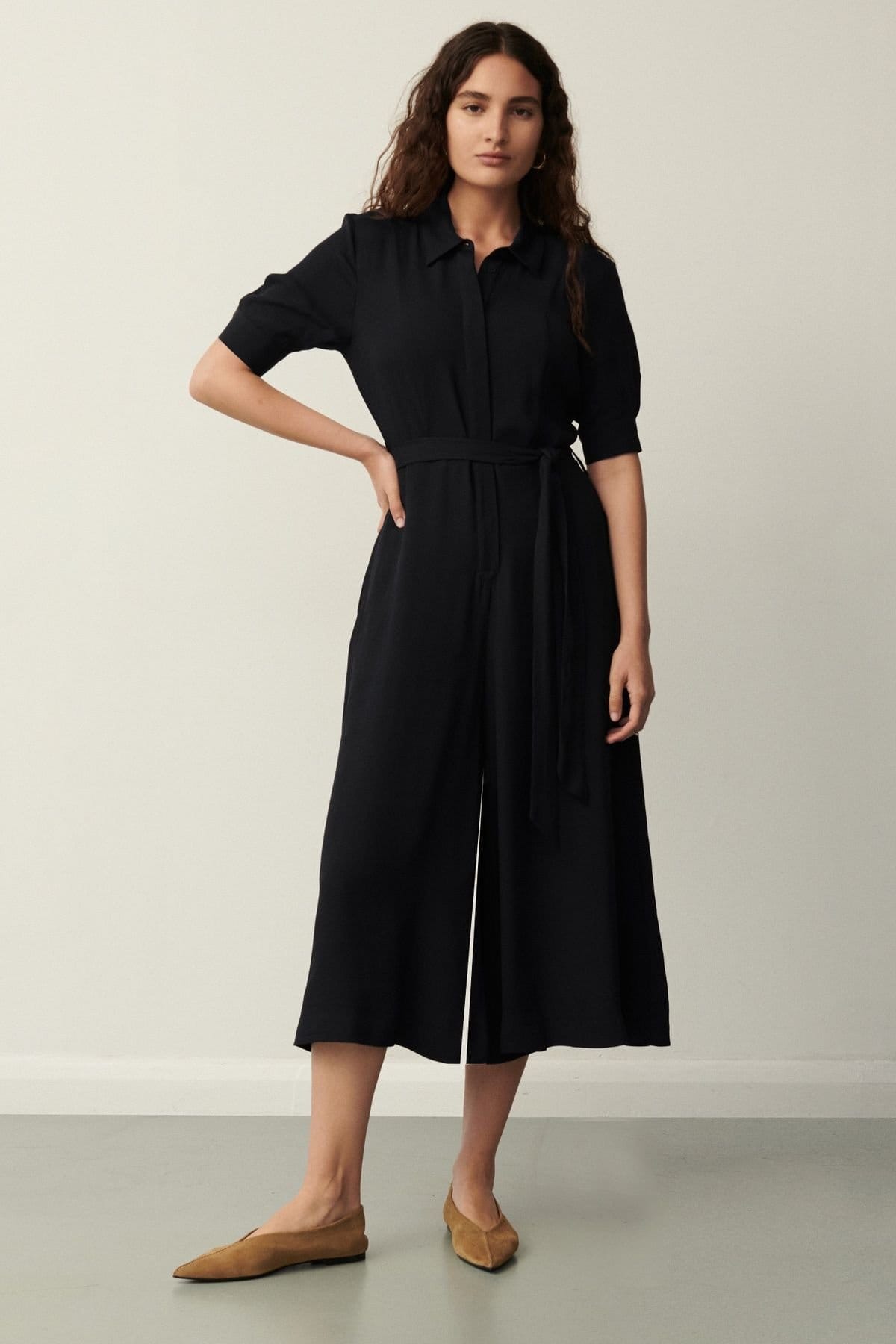 Finery London Black Satin Wide Leg Jumpsuit