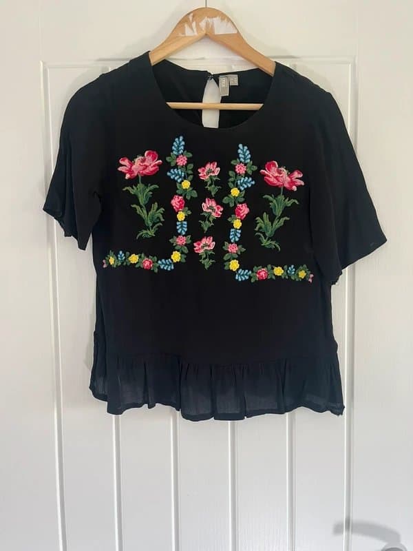 ASOS Black blouse with floral embroidery