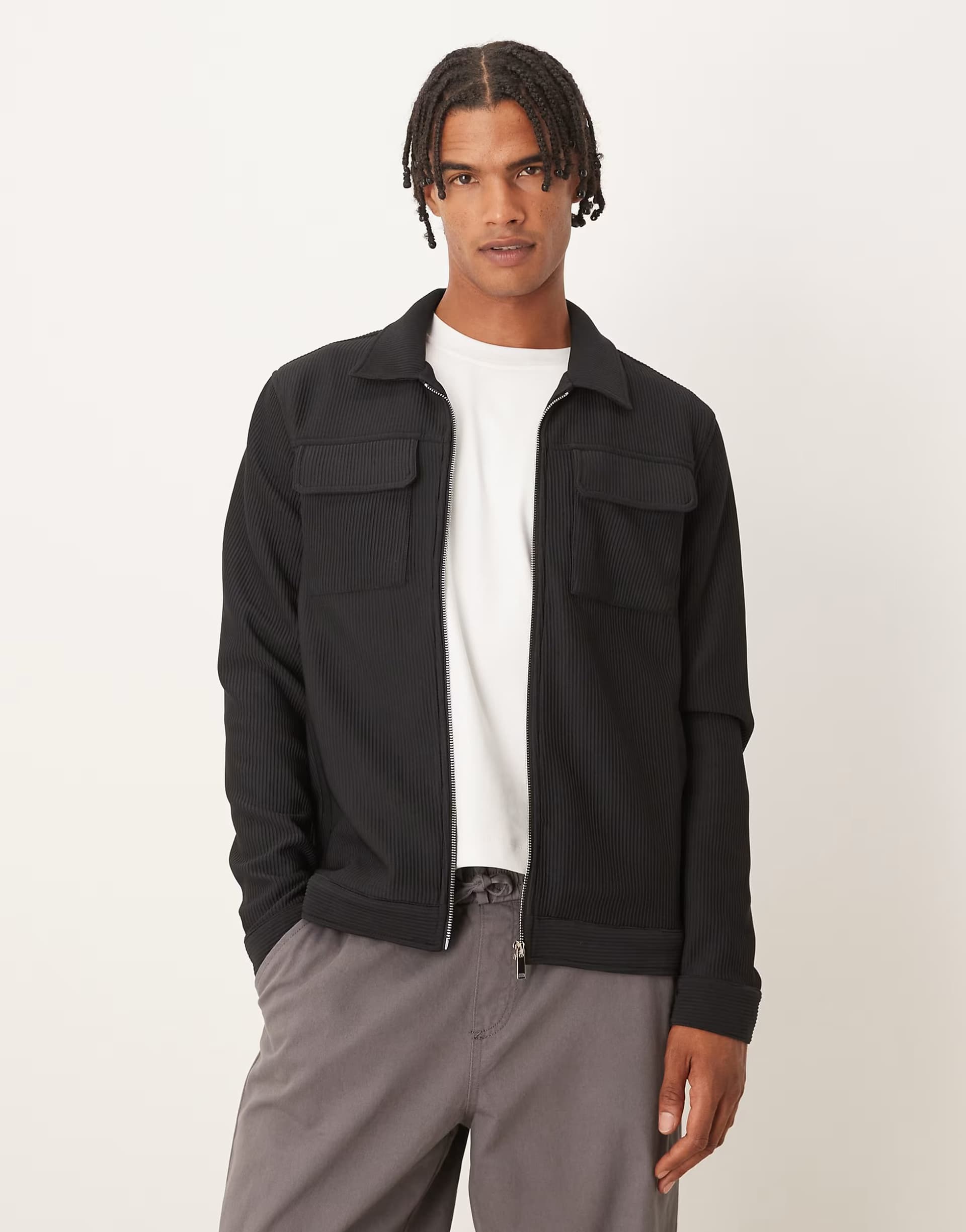 ASOS ASOS Brave Soul Patch Pocket Shacket in Black