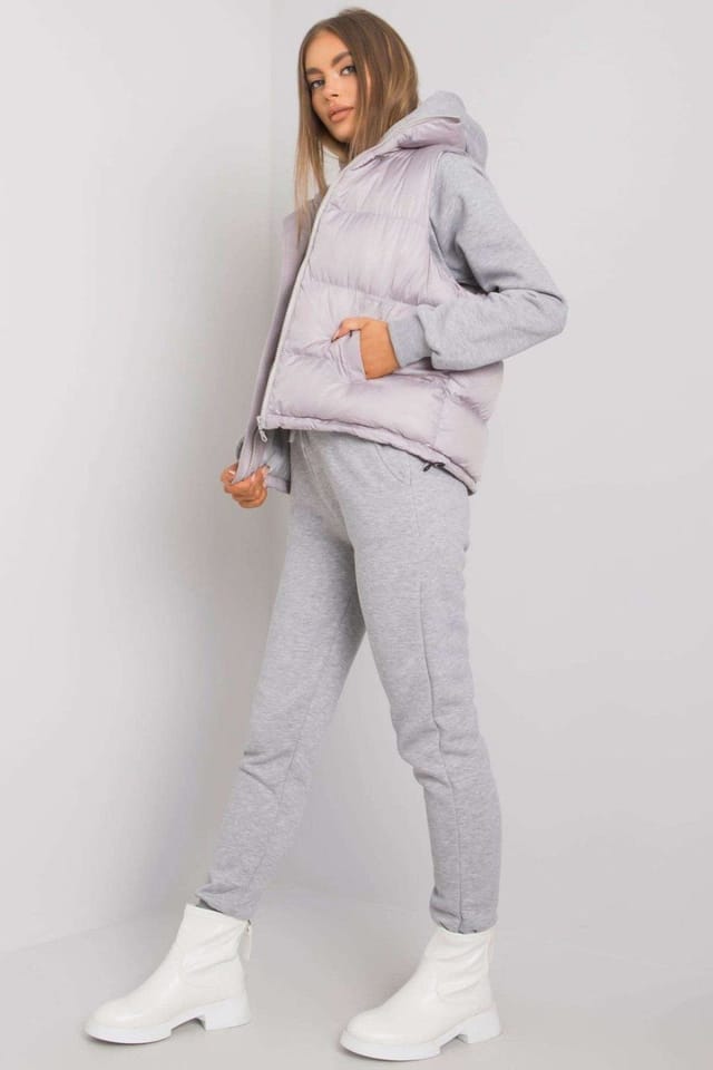 Love Lace Love Lace Women's Sweatshirt Sweatpants Down Vest Set in Grey - 2