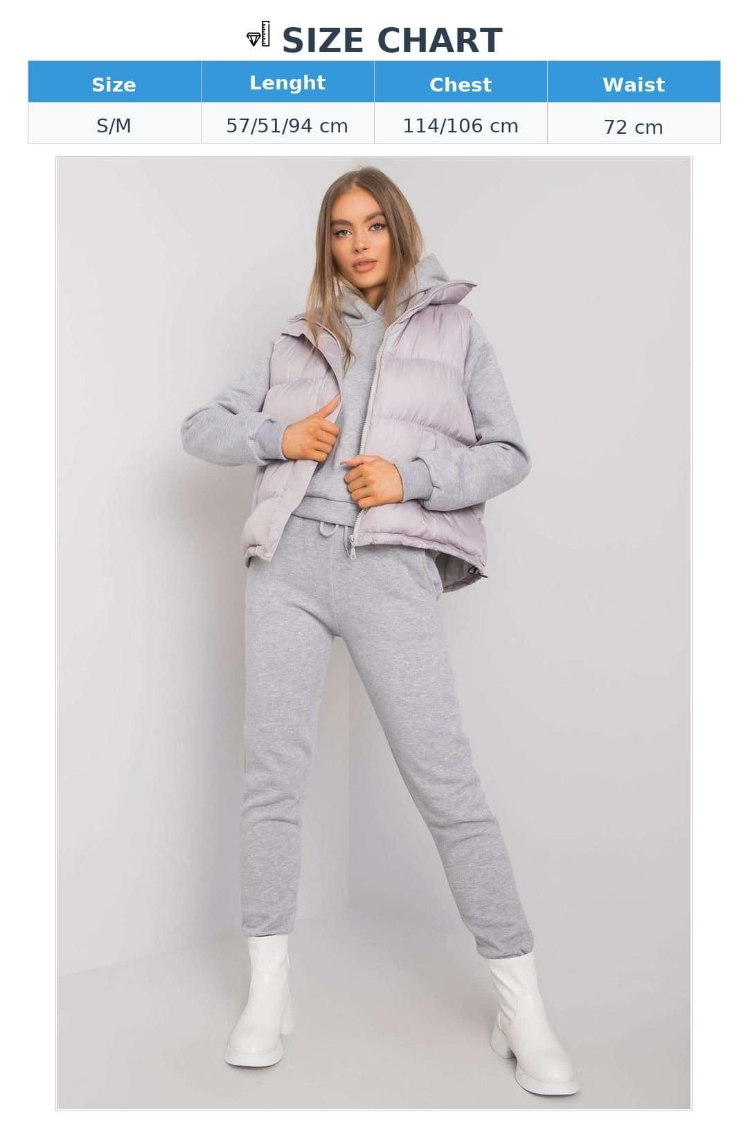 Love Lace Love Lace Women's Sweatshirt Sweatpants Down Vest Set in Grey - 4