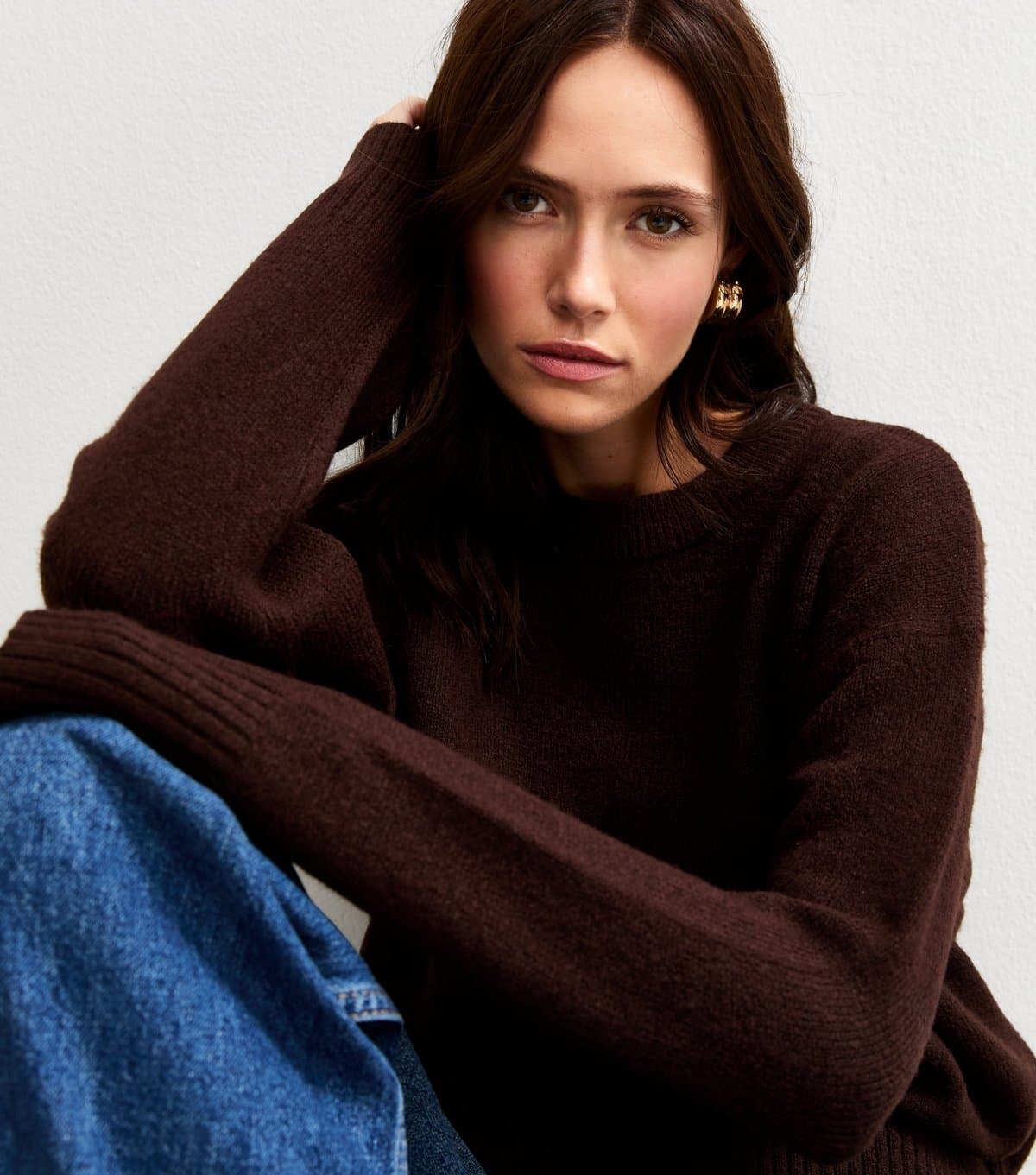 New Look Women's Dark Brown Crew Neck Jumper New Look