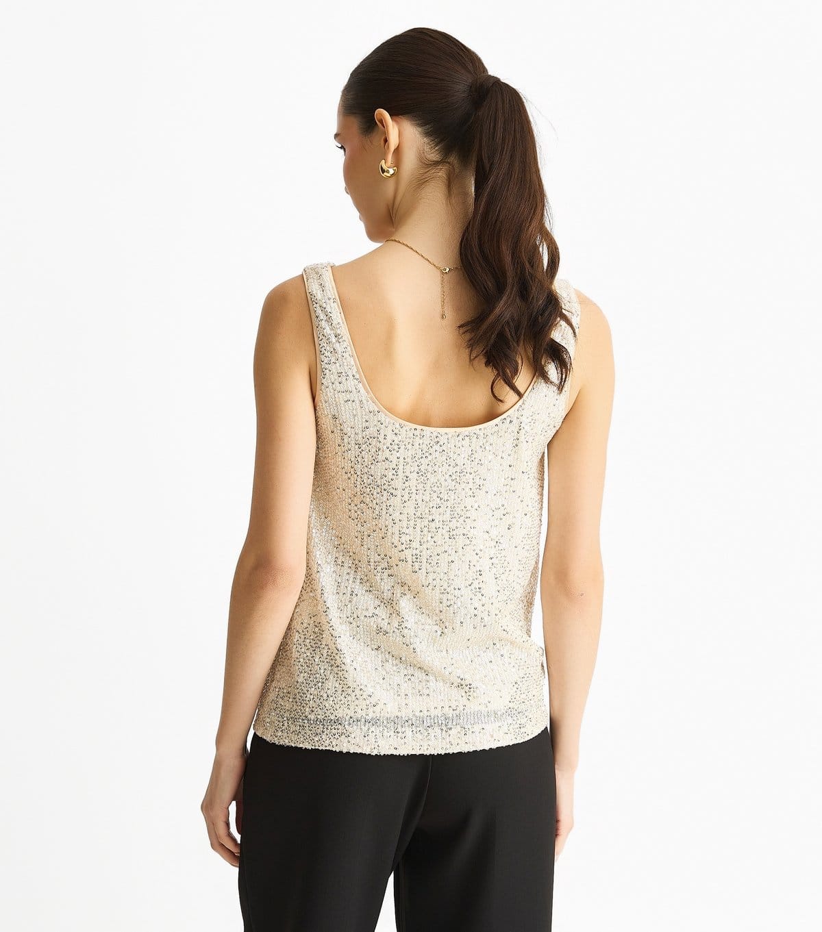 Gini London Women's Gold Cowl Neck Sequin Top Gini London New Look - 4