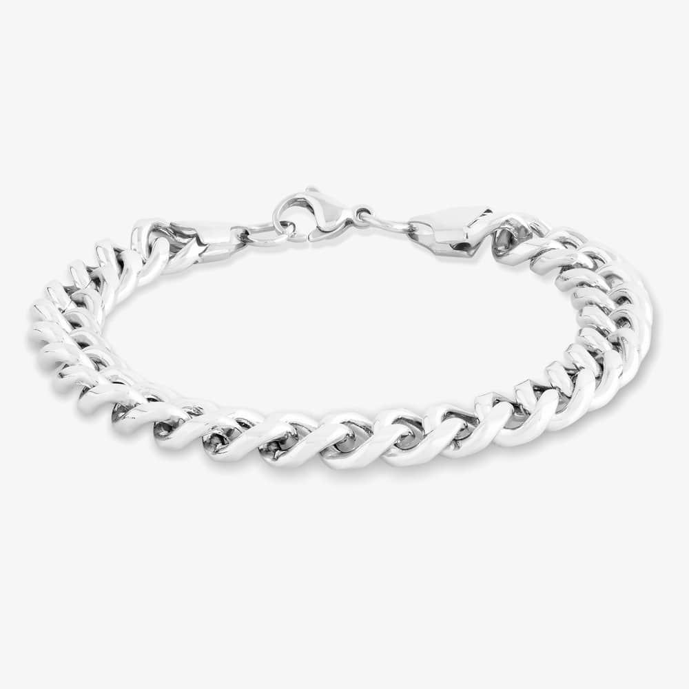 Bourne and Wilde Bourne and Wilde Men's Double Curb Bracelet USS-784S8.5L2.5 in Silver - 2